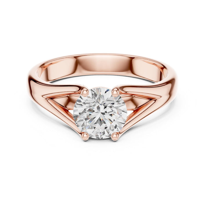Round Cut Lab Grown Diamond Solitaire Ring, 1.00ct Total, Solid Gold