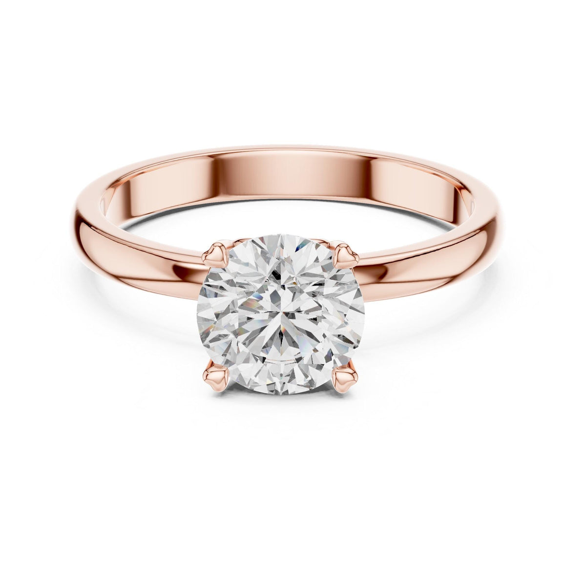 Round Cut Lab Grown Diamond Solitaire Ring, 1.00ct Total, Solid Gold
