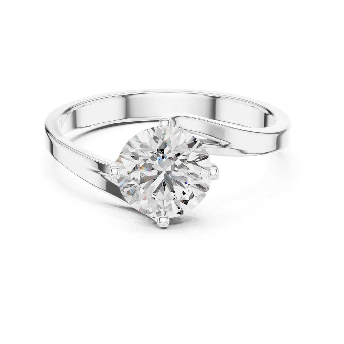 Round Cut Lab Grown Diamond Solitaire Ring, 1.00ct Total, Solid Gold