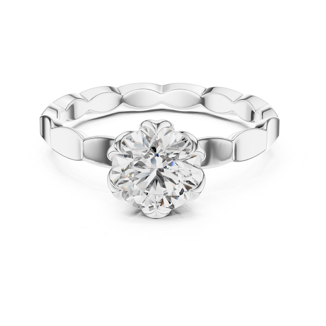 Round Cut Lab Grown Diamond Solitaire Ring, 1.00ct Total, Solid Gold