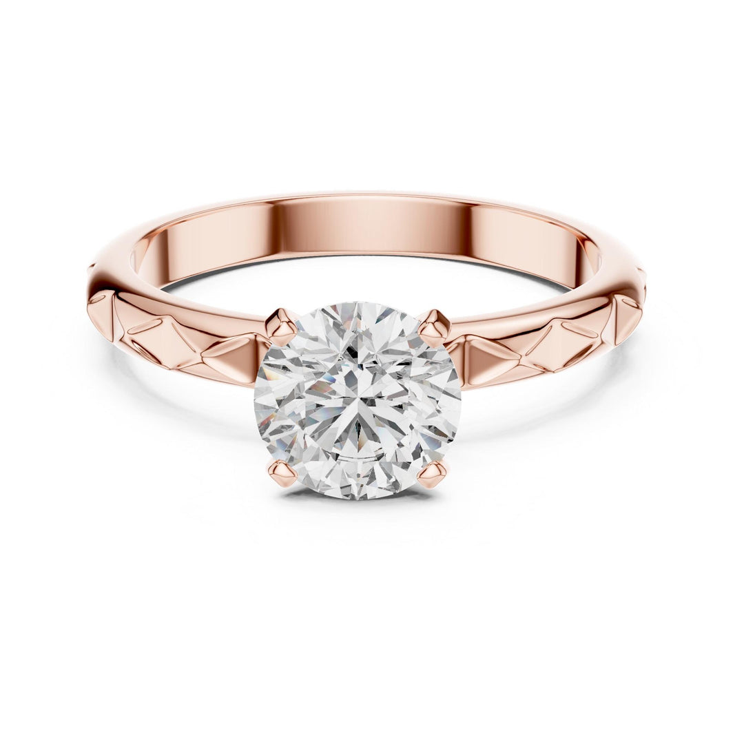 Round Cut Lab Grown Diamond Solitaire Ring, 1.00ct Total, Solid Gold