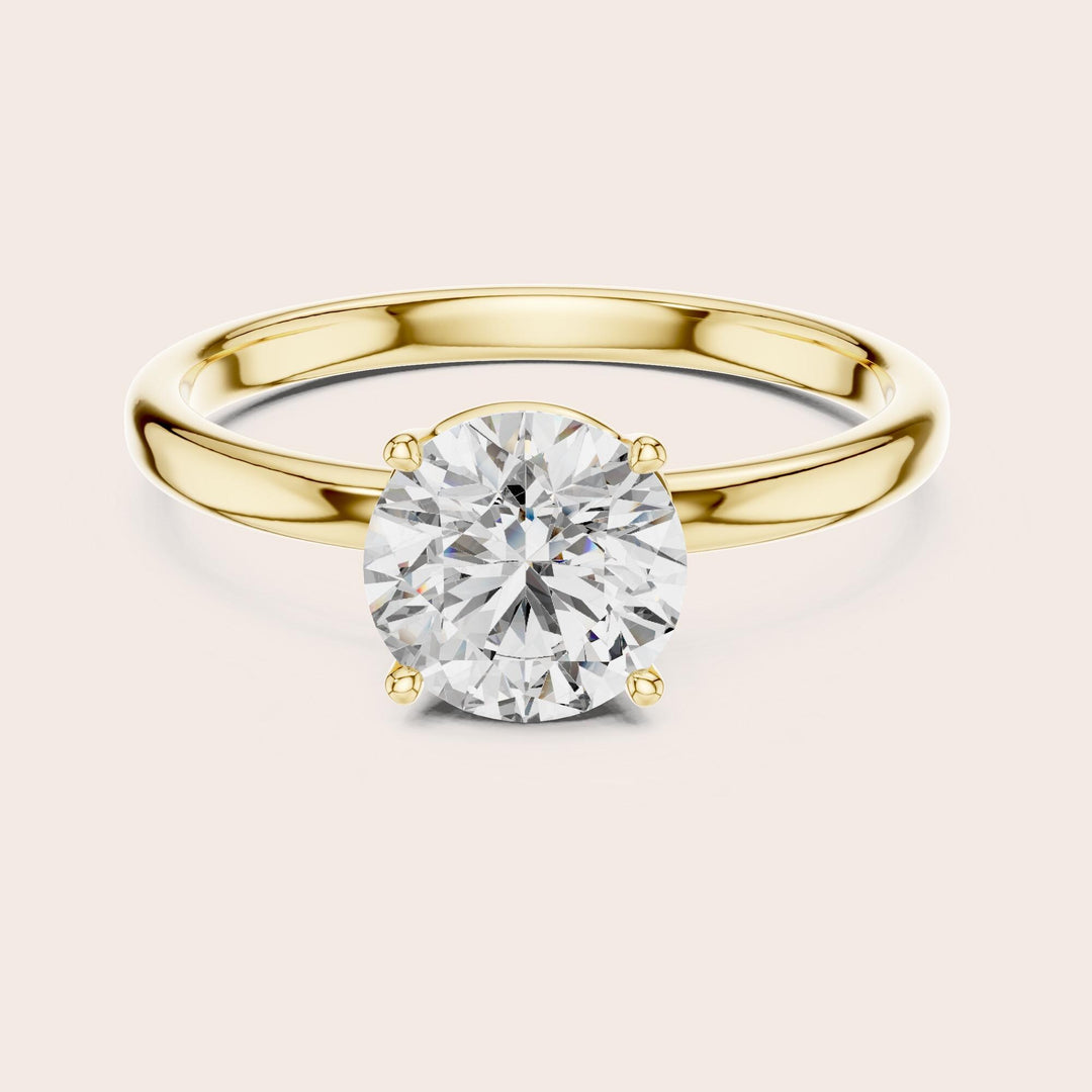 Round Cut Lab Grown Diamond Solitaire Ring, 1.00ct Total, Solid Gold