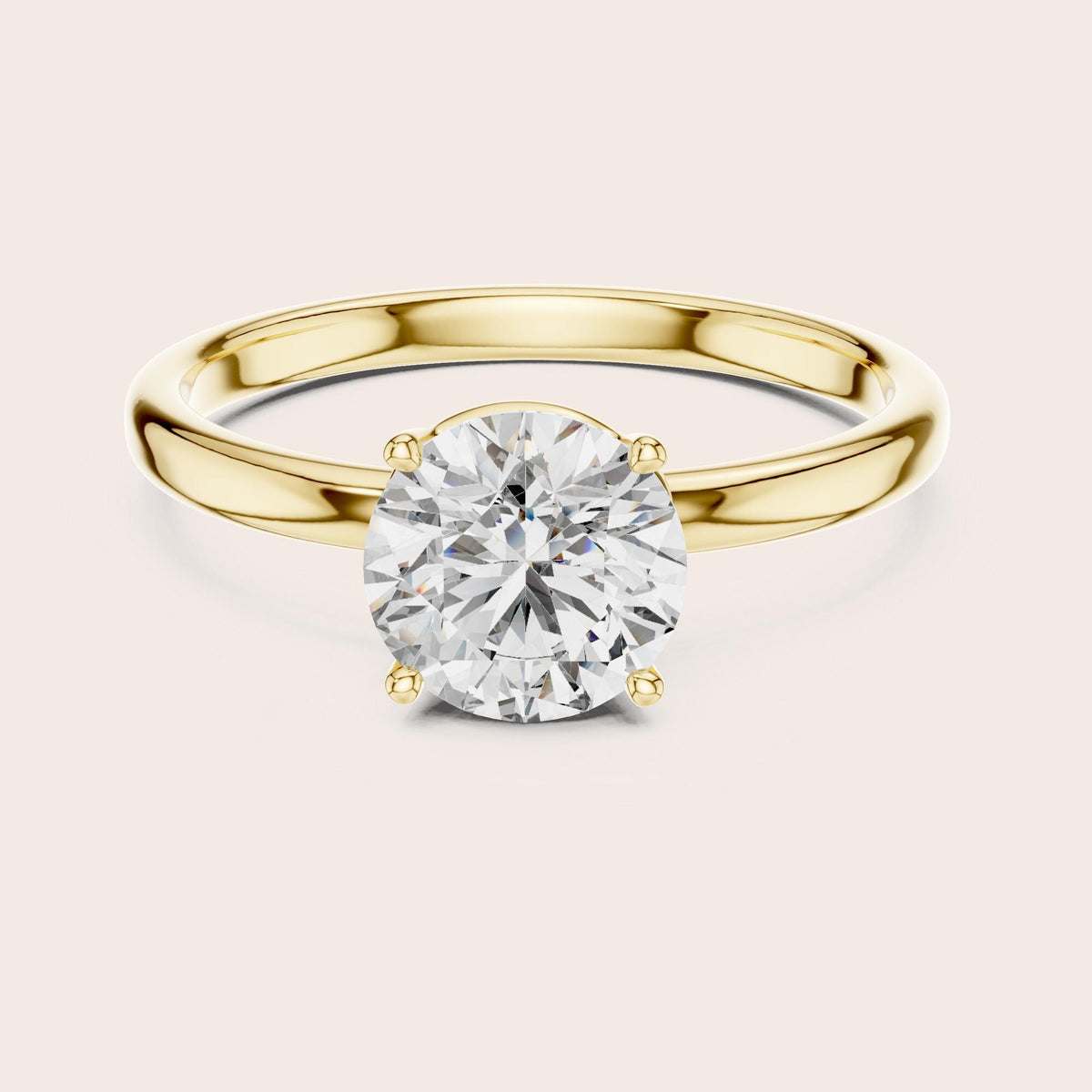Round Cut Lab Grown Diamond Solitaire Ring, 1.00ct Total, Solid Gold