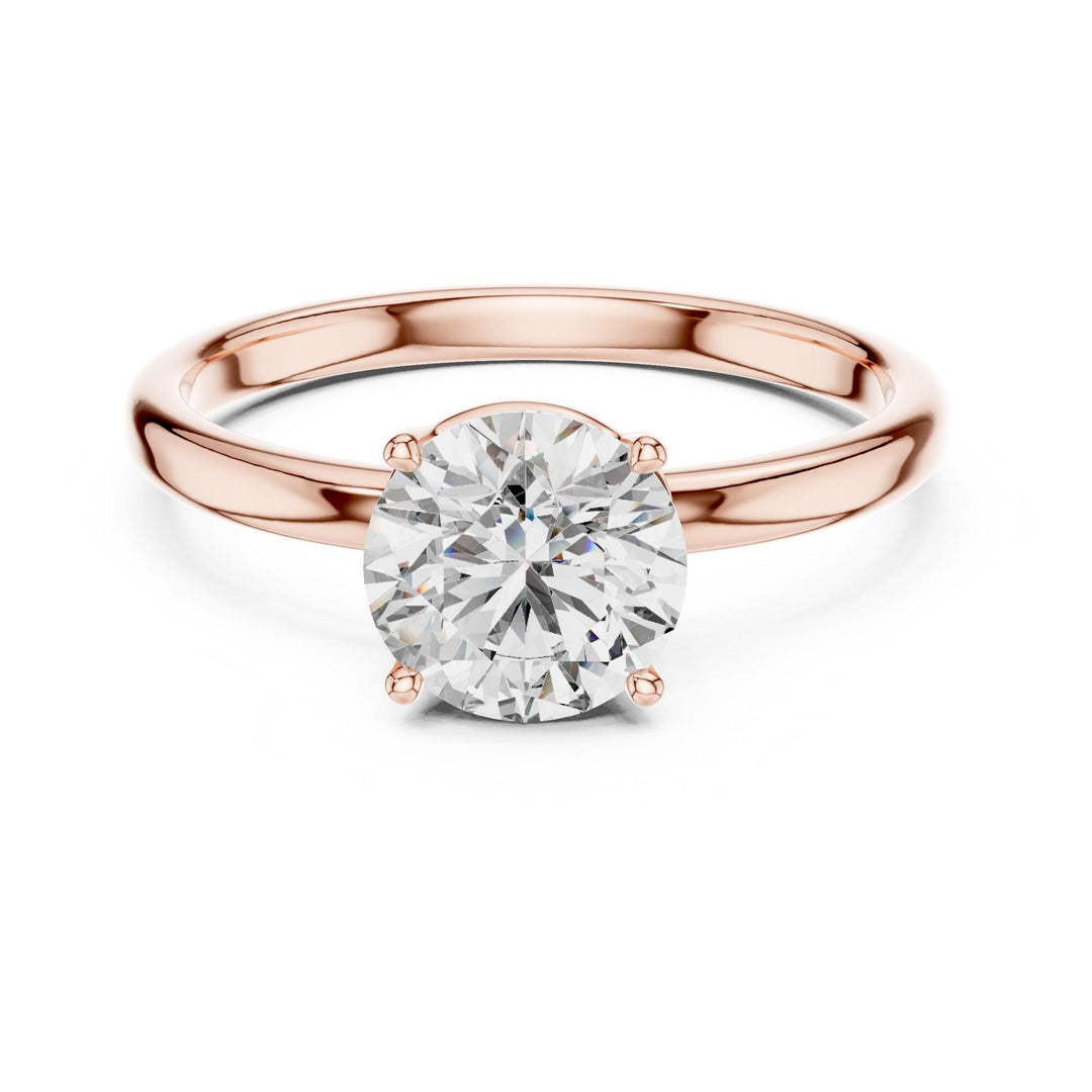 Round Cut Lab Grown Diamond Solitaire Ring, 1.00ct Total, Solid Gold