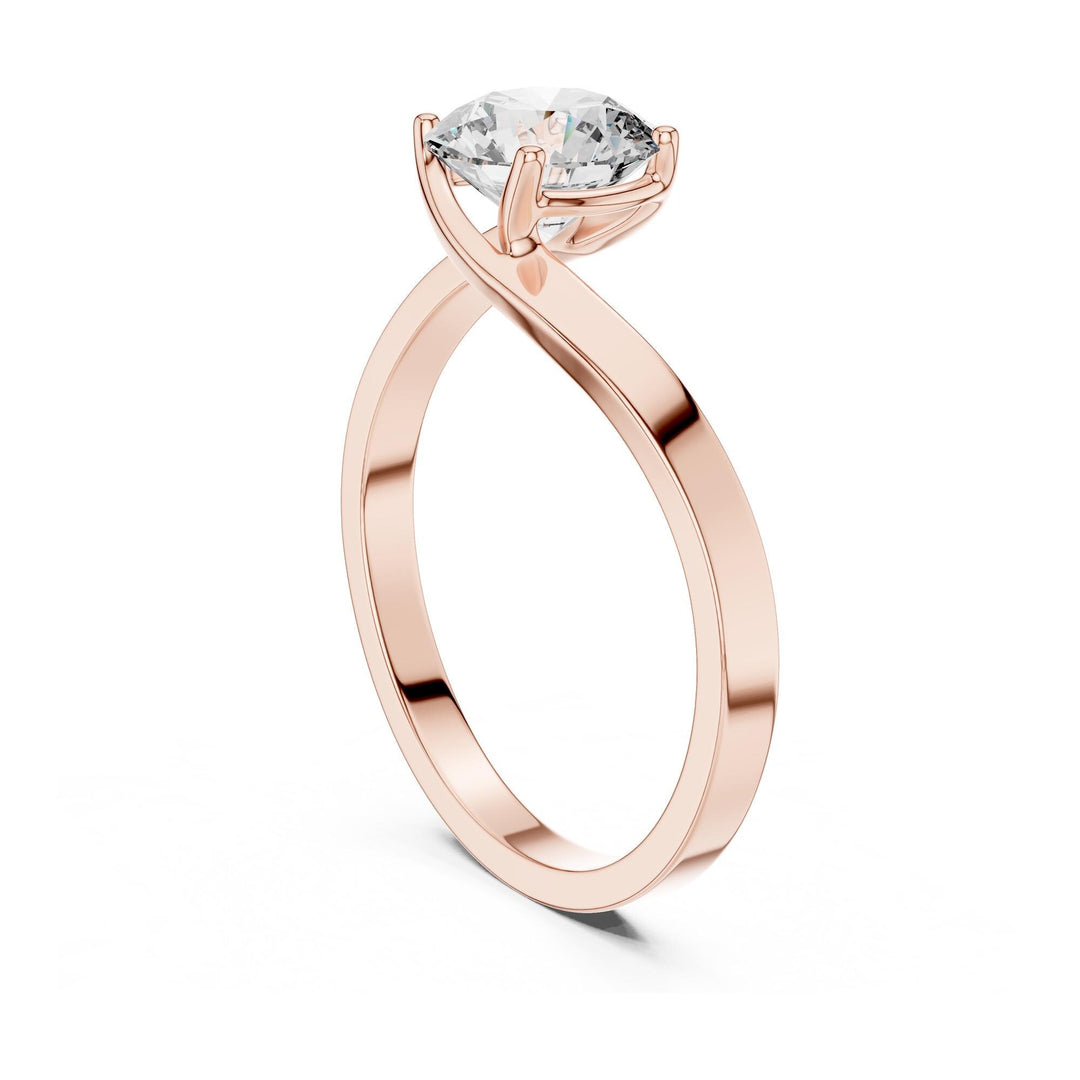 Round Cut Lab Grown Diamond Solitaire Ring, 1.00ct Total, Solid Gold