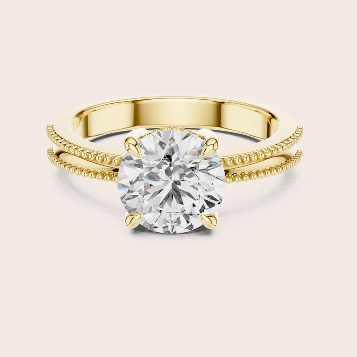Round Cut Lab Grown Diamond Solitaire Ring, 2.05ct Total, Solid Gold