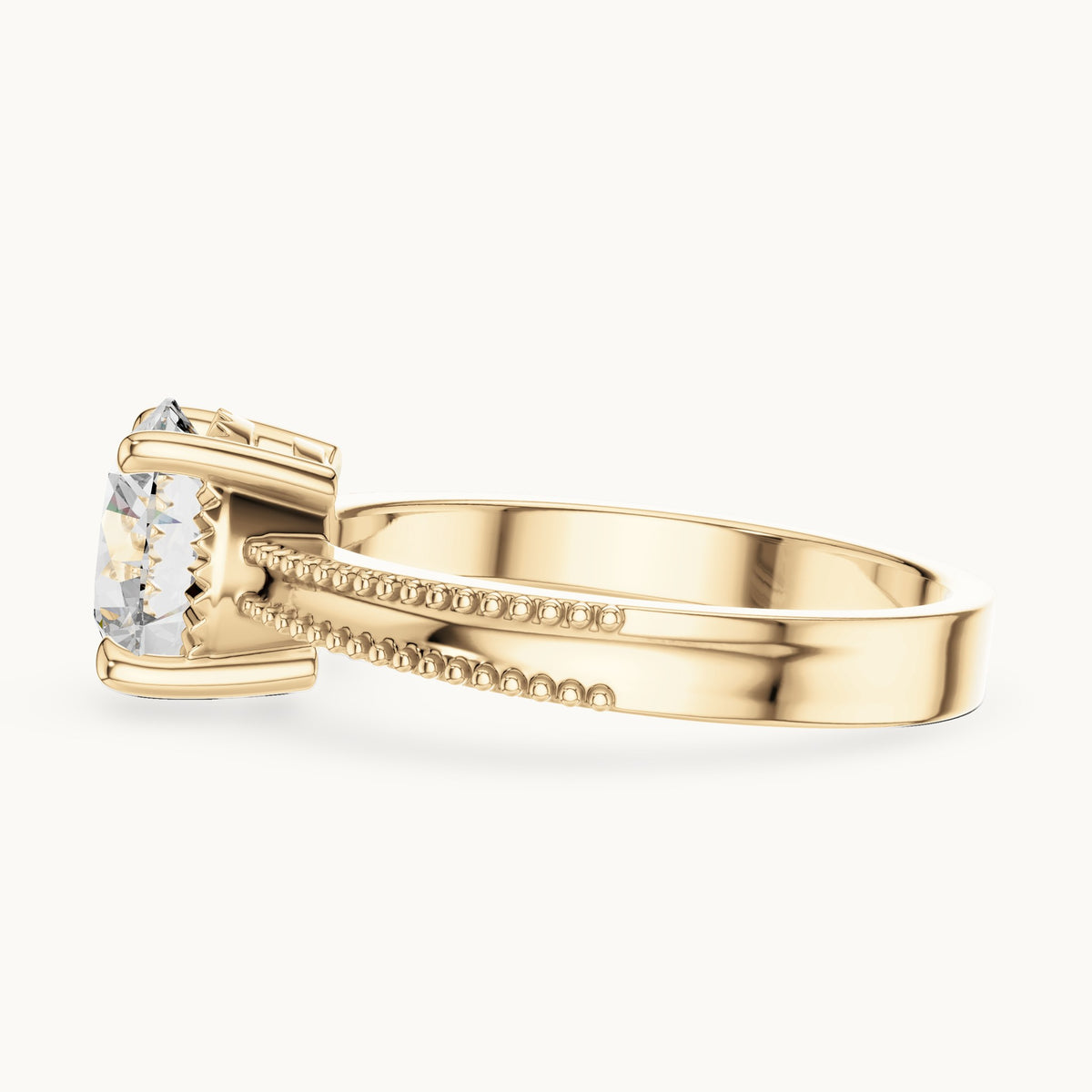 Round cut lab-grown diamond solitaire ring in 14K yellow gold, 2.05 CT TW, view 3