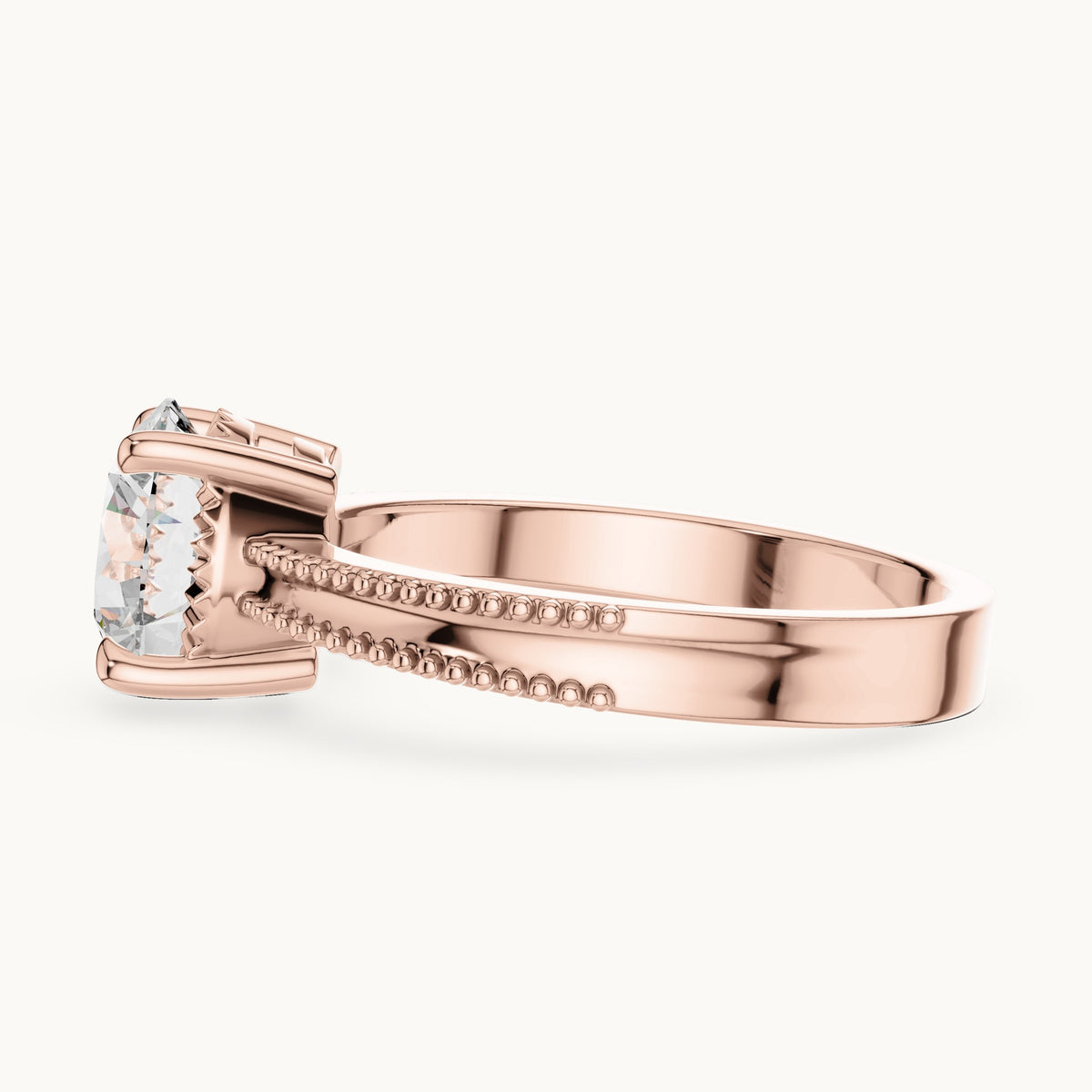 Round cut lab-grown diamond solitaire ring in 14K rose gold, 2.05 CT TW, view 2