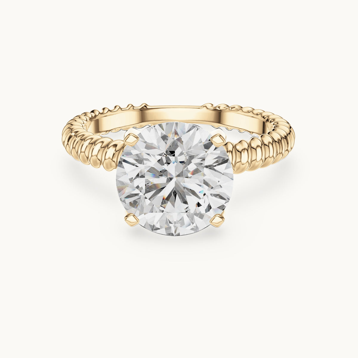 Round cut lab-grown diamond solitaire ring in 14K yellow gold, 2.80 CT TW, view 1