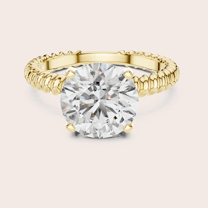 Round Cut Lab Grown Diamond Solitaire Ring, 2.80ct Total, Solid Gold