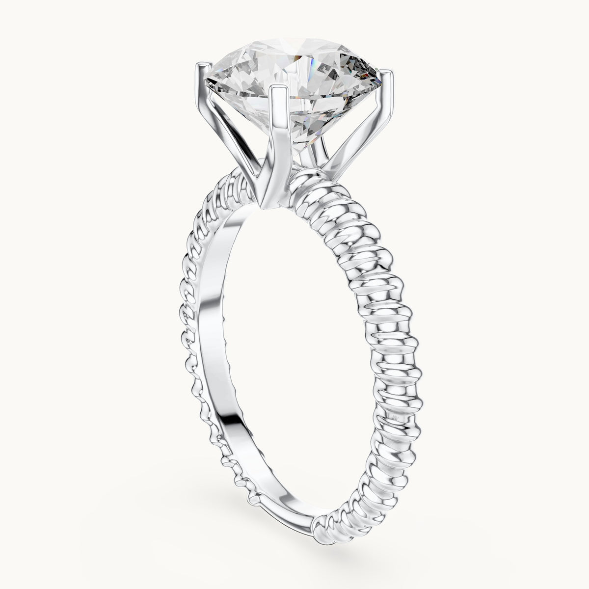 Round cut lab-grown diamond solitaire ring in 14K white gold, 2.80 CT TW, view 1