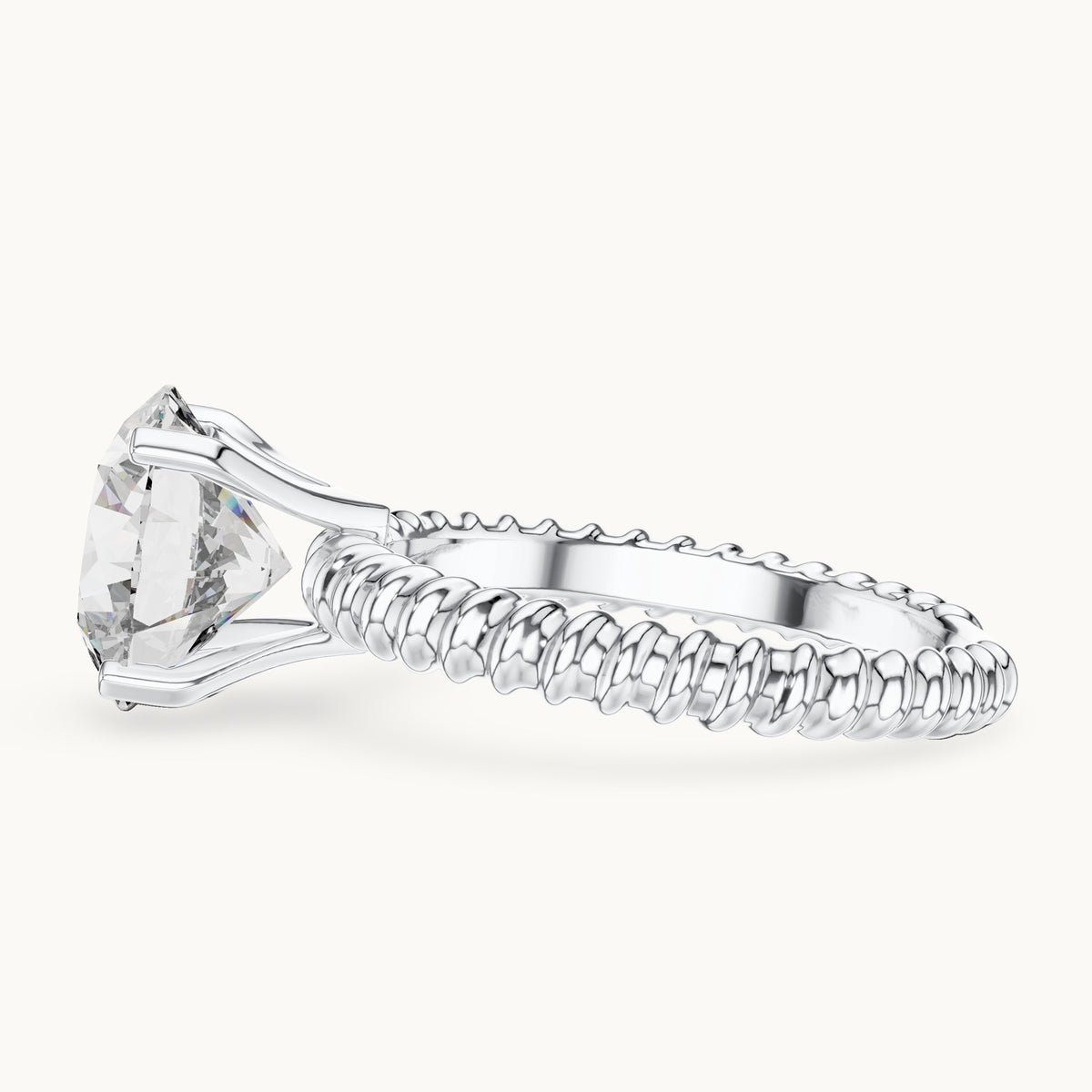 Round cut lab-grown diamond solitaire ring in 14K white gold, 2.80 CT TW, view 2