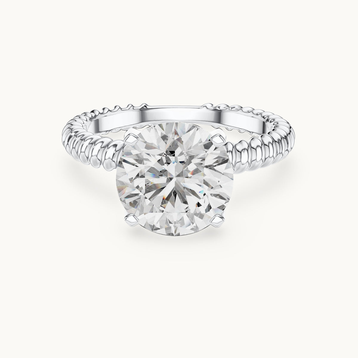 Round cut lab-grown diamond solitaire ring in 14K white gold, 2.80 CT TW, view 3