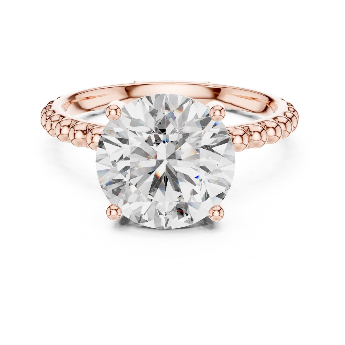 Round Cut Lab Grown Diamond Solitaire Ring, 2.80ct Total, Solid Gold