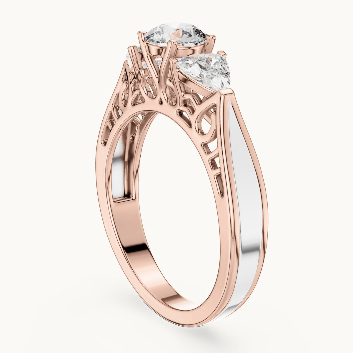 Round cut lab-grown diamond cluster ring in 14K rose gold, 1.02 CT TW, view 1