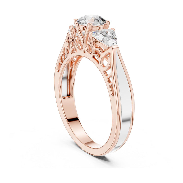 Round Cut Lab Grown Diamond Cluster Ring, 1.02ct Total, Solid Gold
