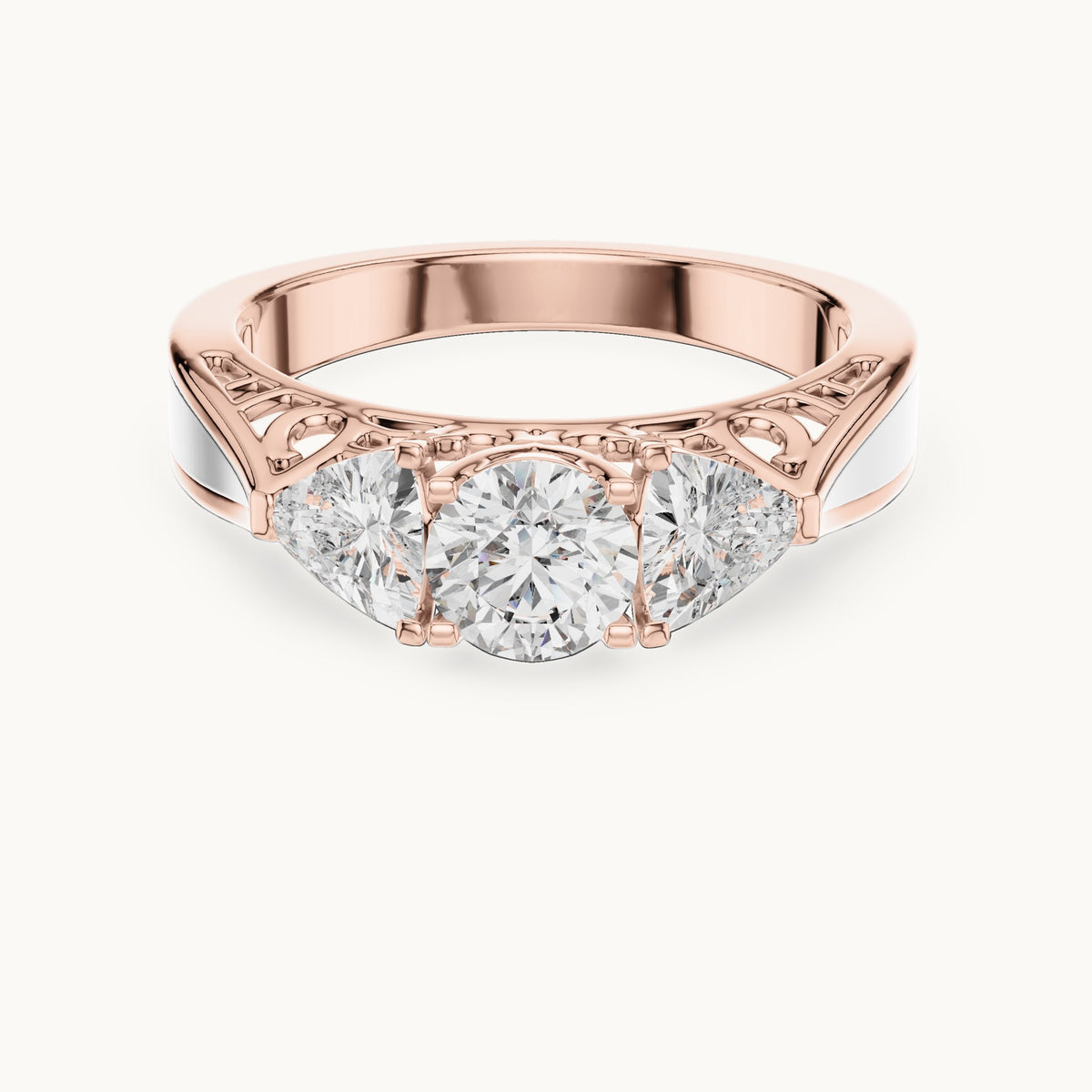 Round cut lab-grown diamond cluster ring in 14K rose gold, 1.02 CT TW, view 3