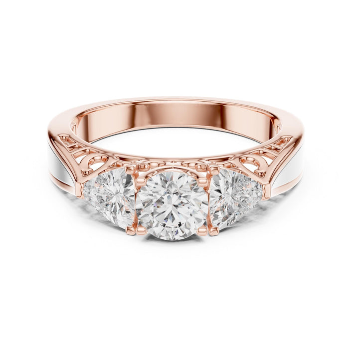 Round Cut Lab Grown Diamond Cluster Ring, 1.02ct Total, Solid Gold