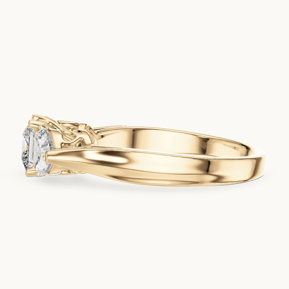 Heart cut lab-grown diamond cluster ring in 14K yellow gold, 1.27 CT TW, view 3