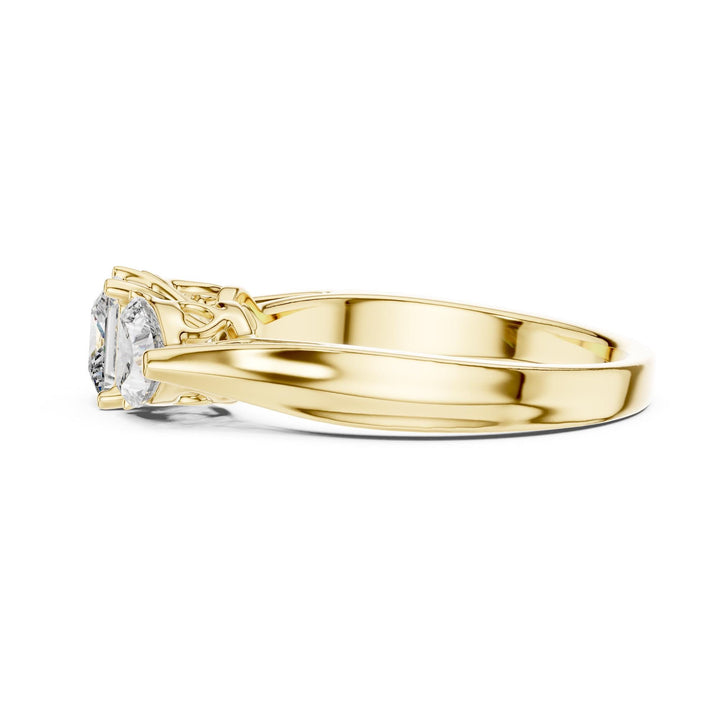 Heart Cut Lab Grown Diamond Cluster Ring, 1.27ct Total, Solid Gold