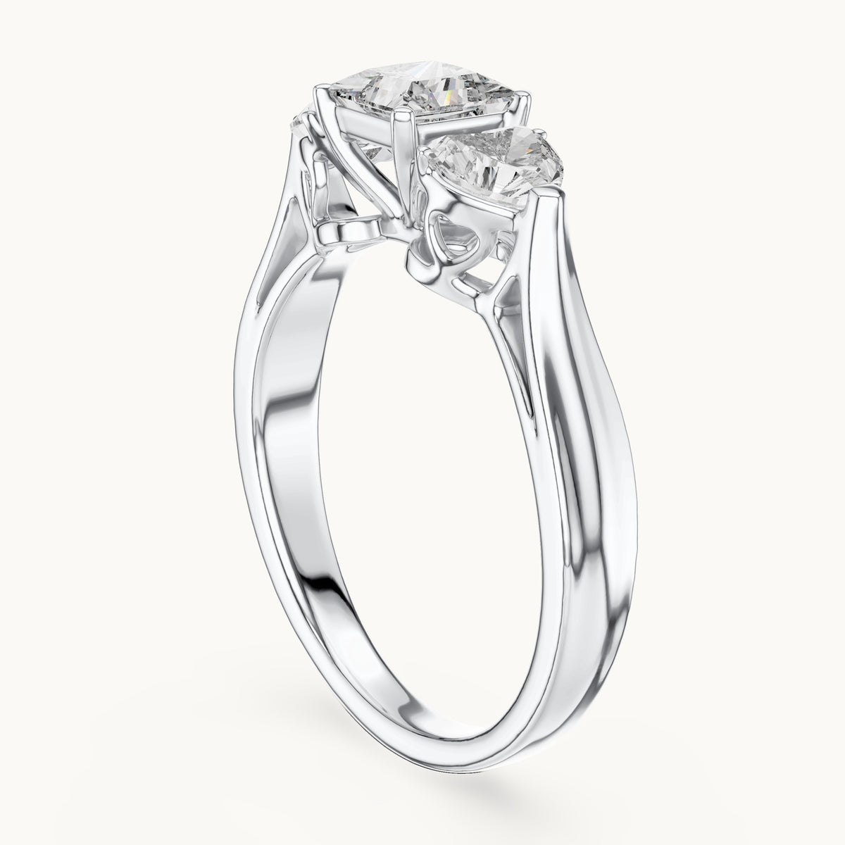 Heart cut lab-grown diamond cluster ring in 14K white gold, 1.27 CT TW, view 1