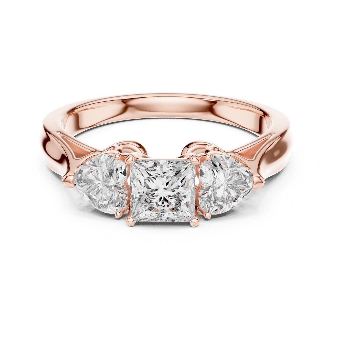 Heart Cut Lab Grown Diamond Cluster Ring, 1.27ct Total, Solid Gold