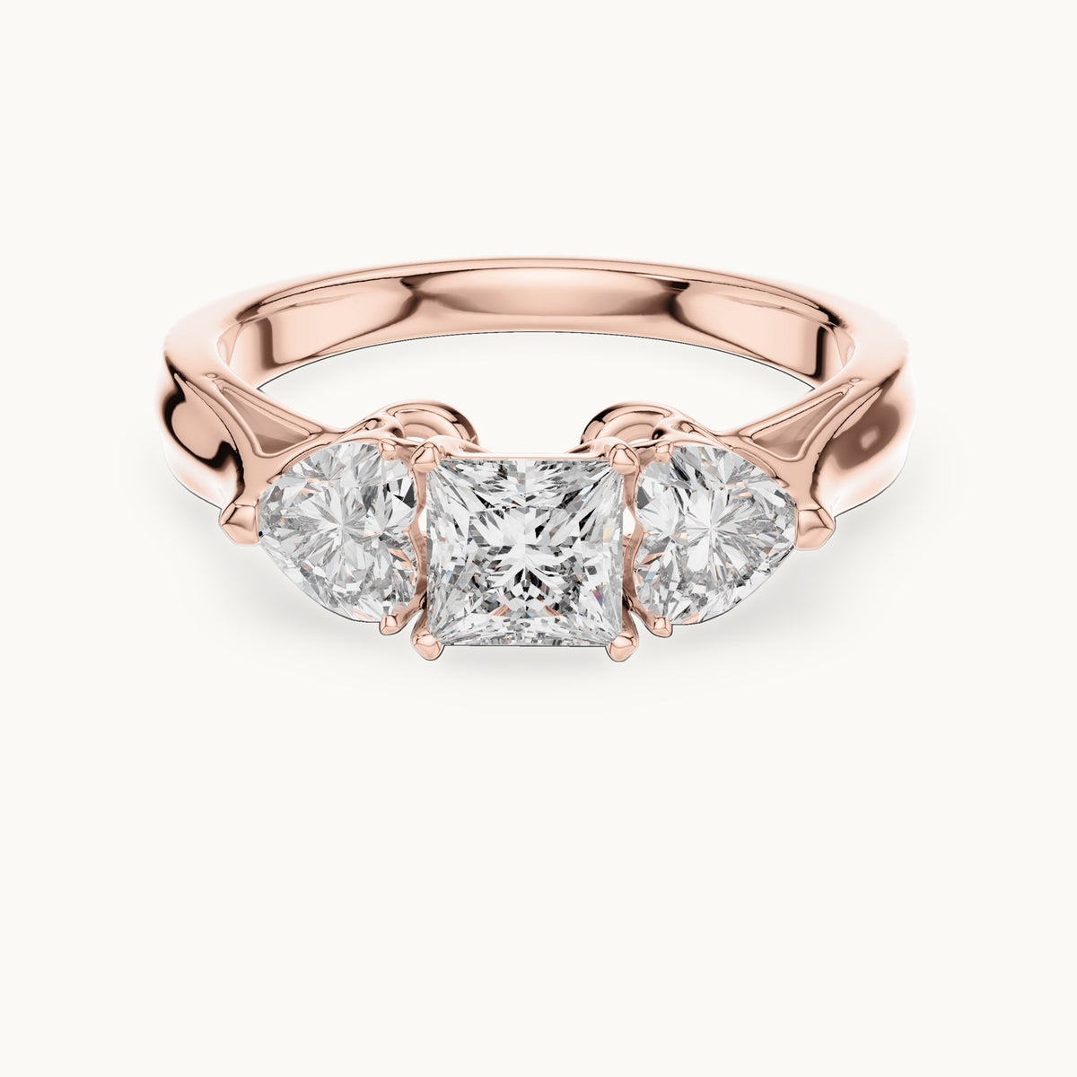 Heart cut lab-grown diamond cluster ring in 14K rose gold, 1.27 CT TW, view 3