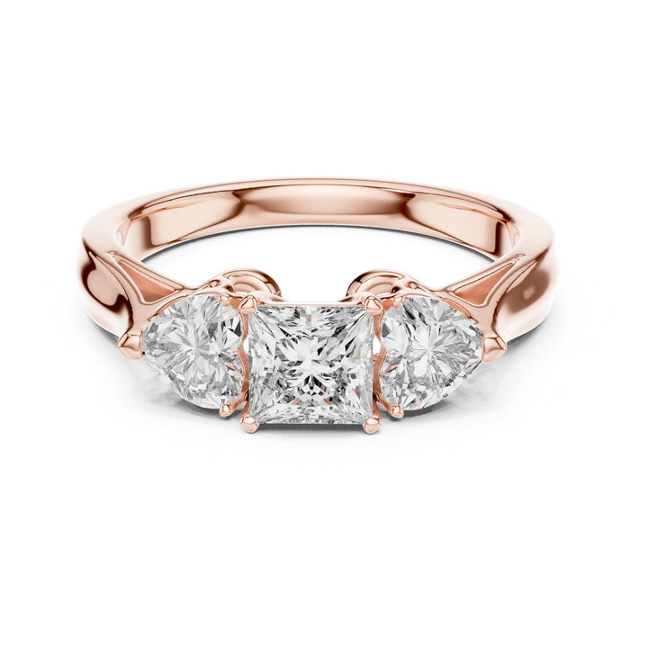 Heart Cut Lab Grown Diamond Cluster Ring, 1.27ct Total, Solid Gold