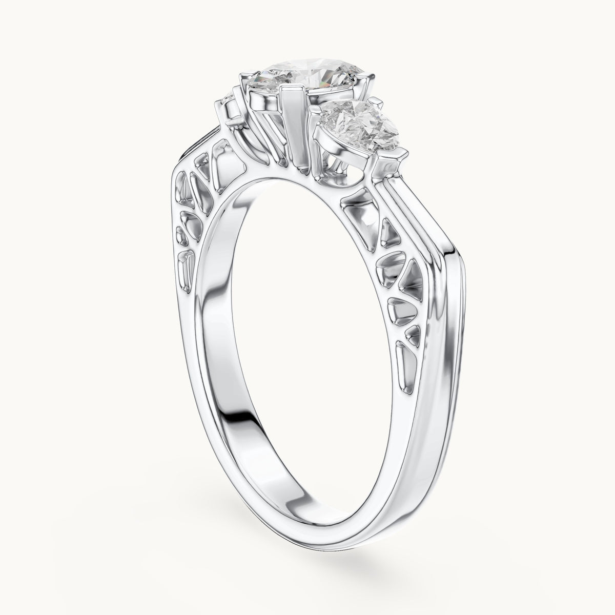 Oval cut lab-grown diamond cluster ring in 14K white gold, 1.00 CT TW, view 1