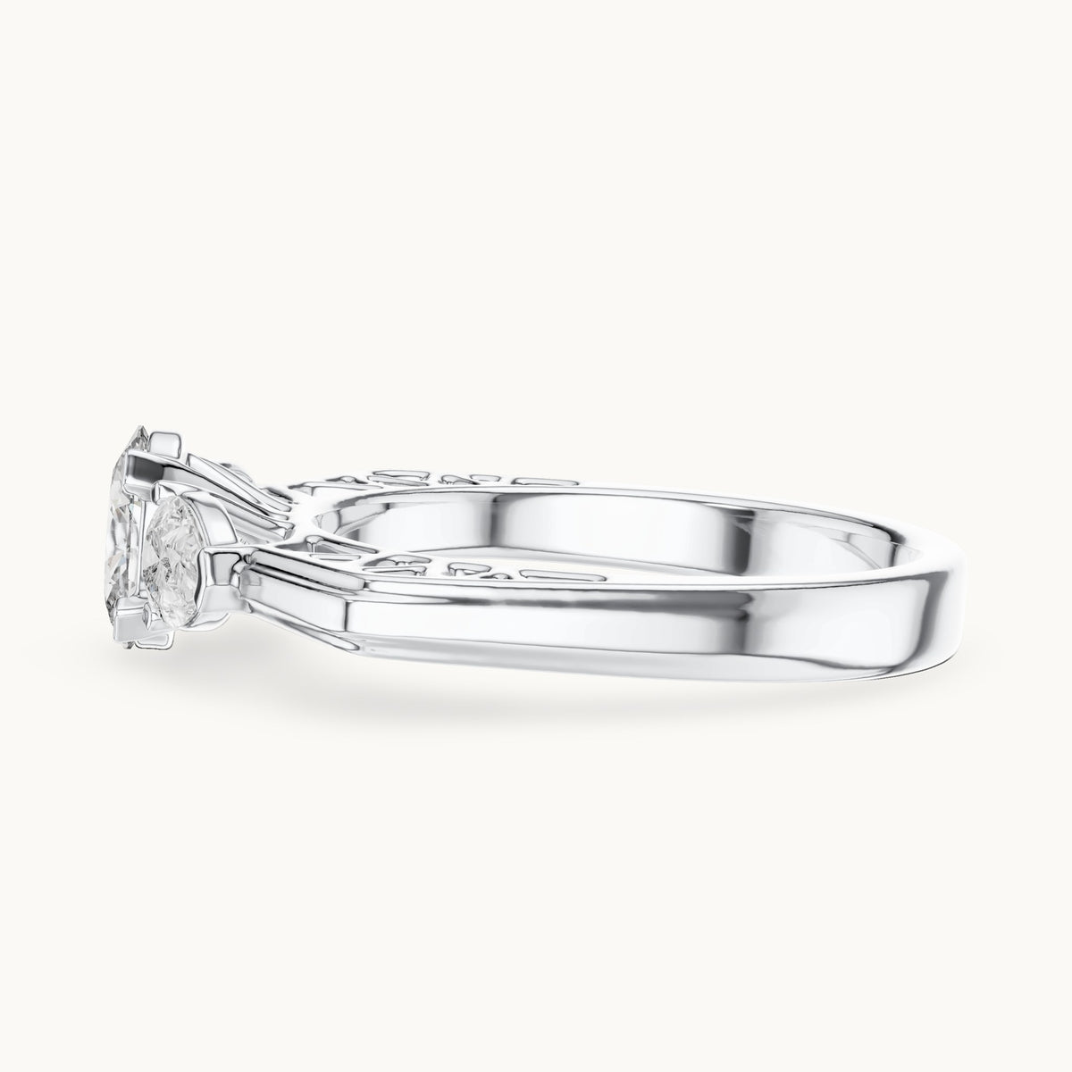 Oval cut lab-grown diamond cluster ring in 14K white gold, 1.00 CT TW, view 2