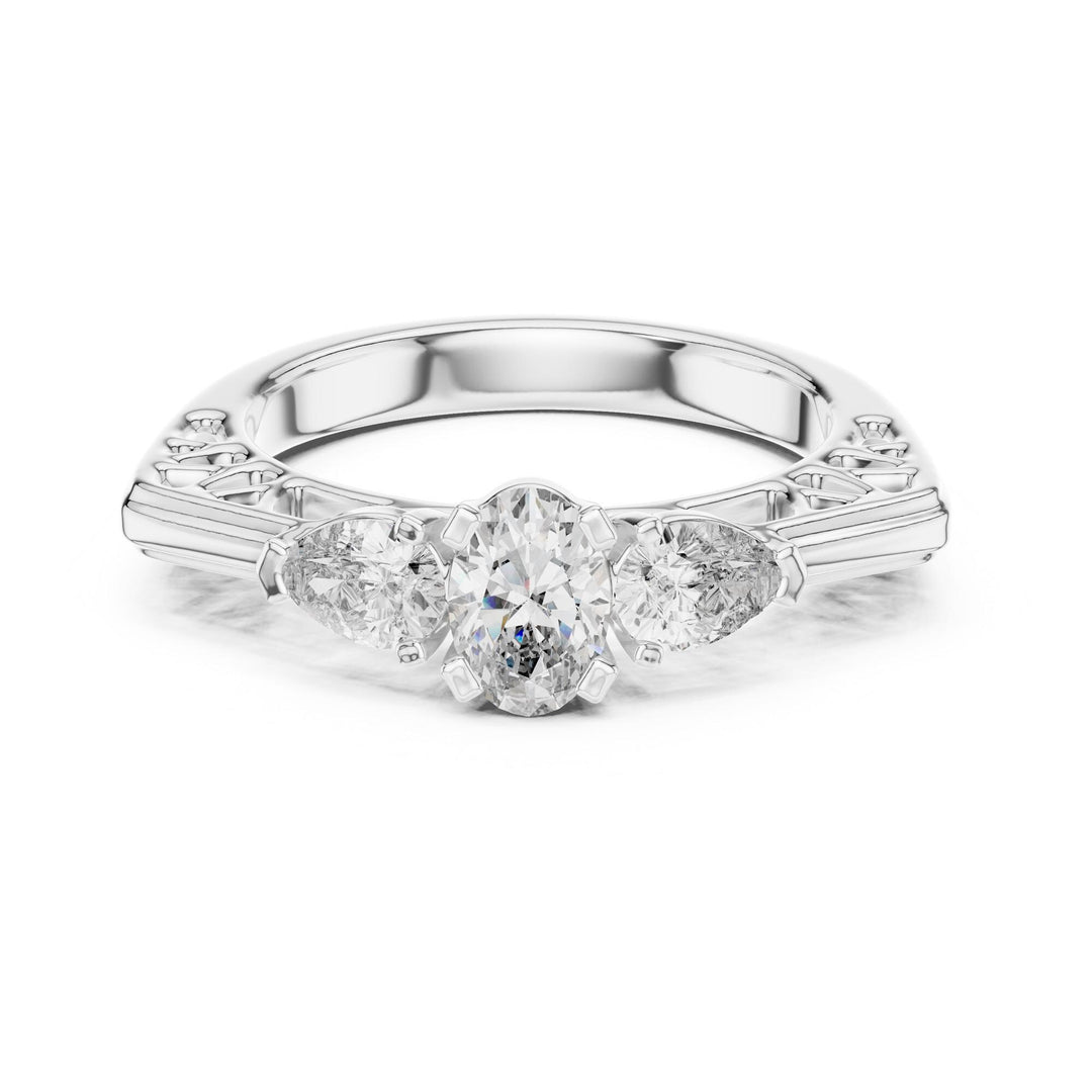 Oval Cut Lab Grown Diamond Cluster Ring, 1.00ct Total, Solid Gold