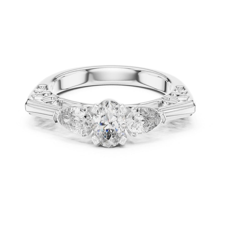 Oval Cut Lab Grown Diamond Cluster Ring, 1.00ct Total, Solid Gold