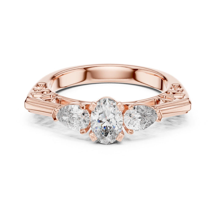 Oval Cut Lab Grown Diamond Cluster Ring, 1.00ct Total, Solid Gold