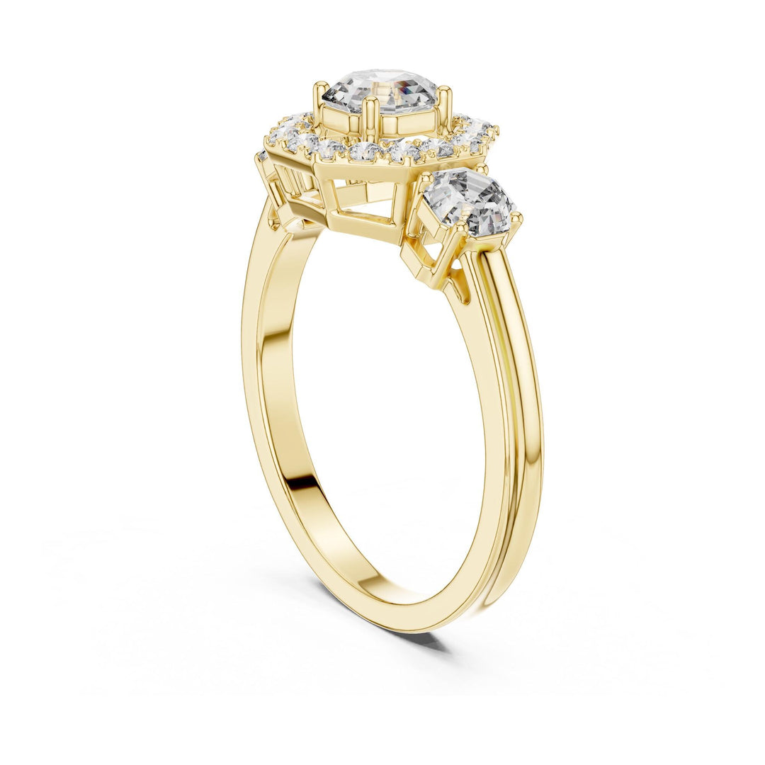 Emerald Cut Lab Grown Diamond Cluster Ring, 1.17ct Total, Solid Gold