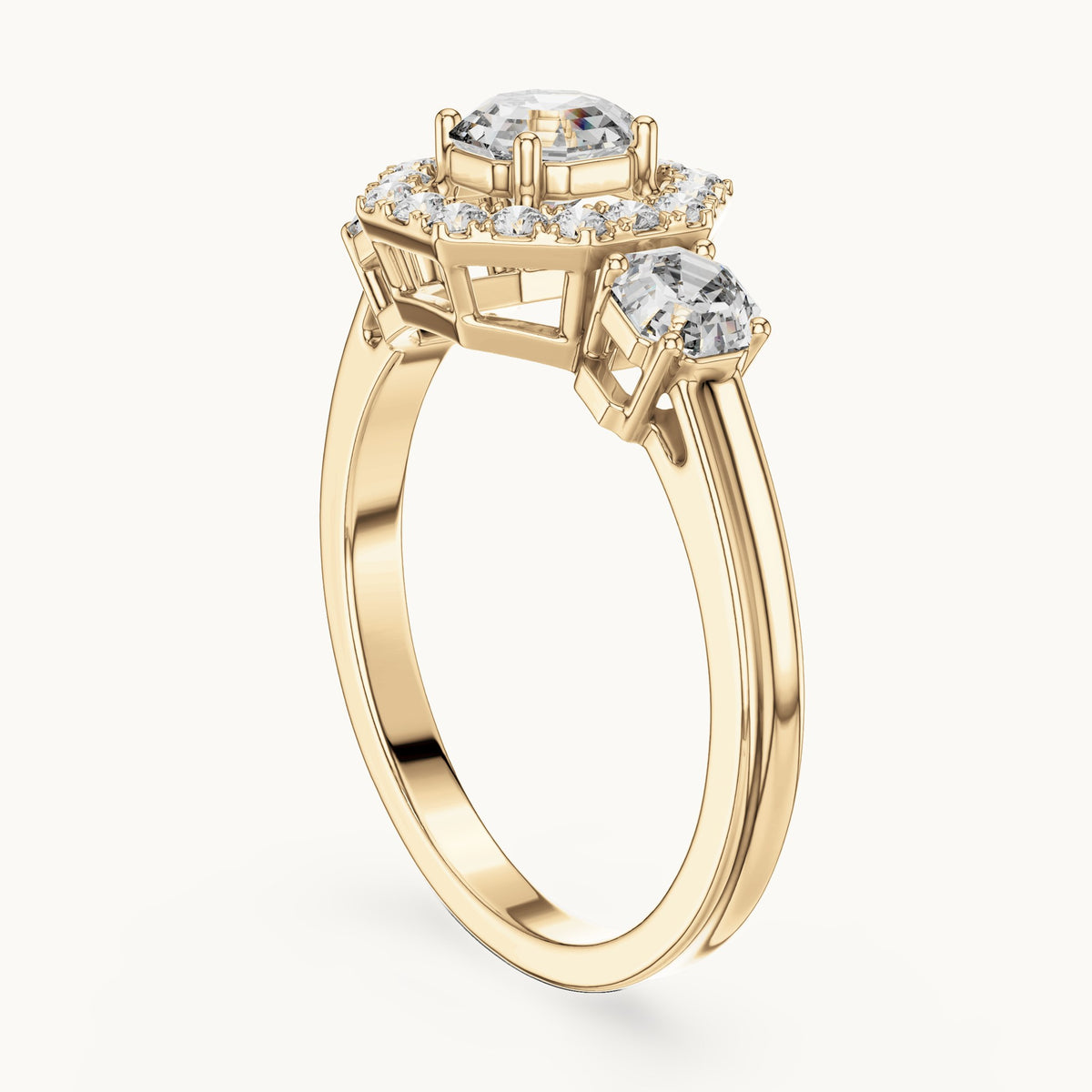 Emerald cut lab-grown diamond cluster ring in 14K yellow gold, 1.17 CT TW, view 2