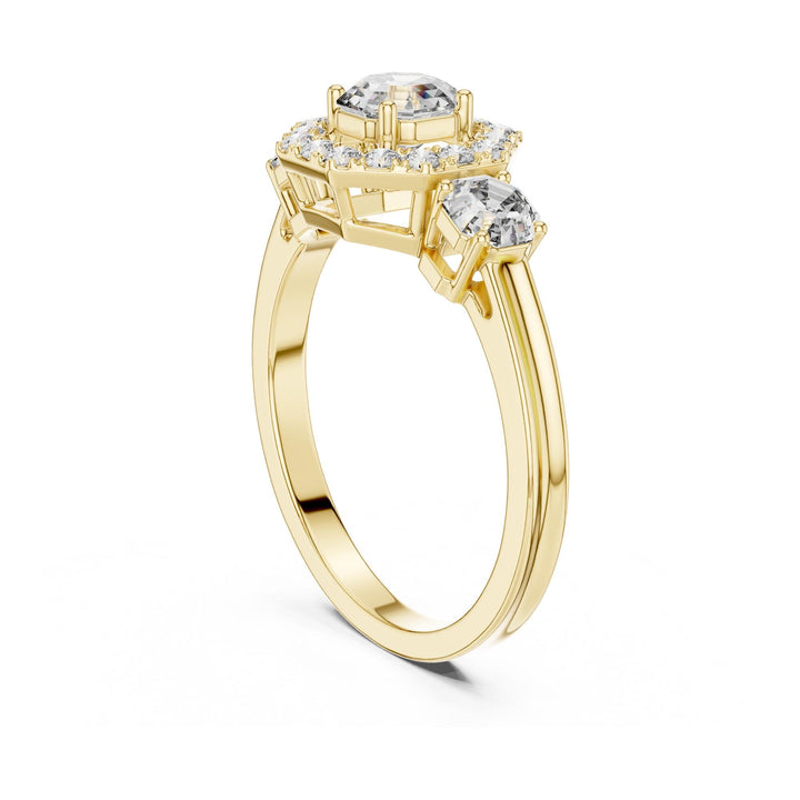 Emerald Cut Lab Grown Diamond Cluster Ring, 1.17ct Total, Solid Gold