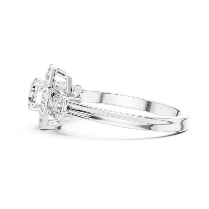 Emerald Cut Lab Grown Diamond Cluster Ring, 1.17ct Total, Solid Gold