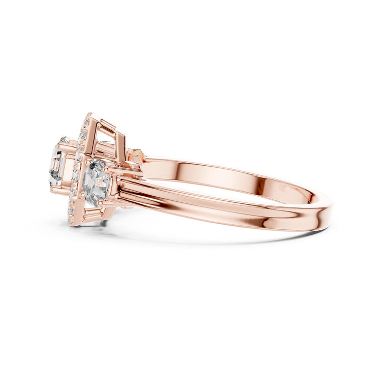 Emerald Cut Lab Grown Diamond Cluster Ring, 1.17ct Total, Solid Gold