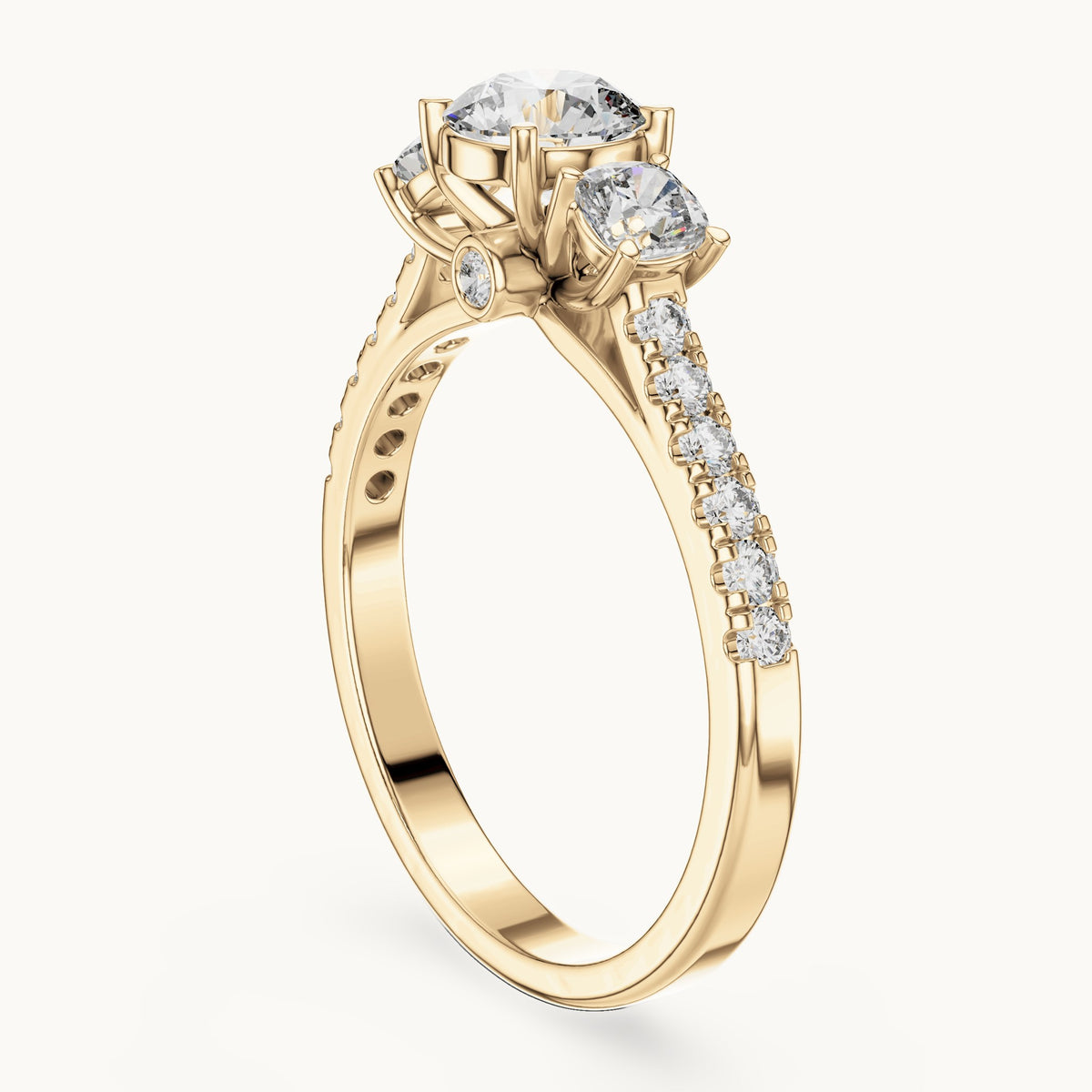 Round cut lab-grown diamond solitaire ring in 14K yellow gold, 0.99 CT TW, view 2