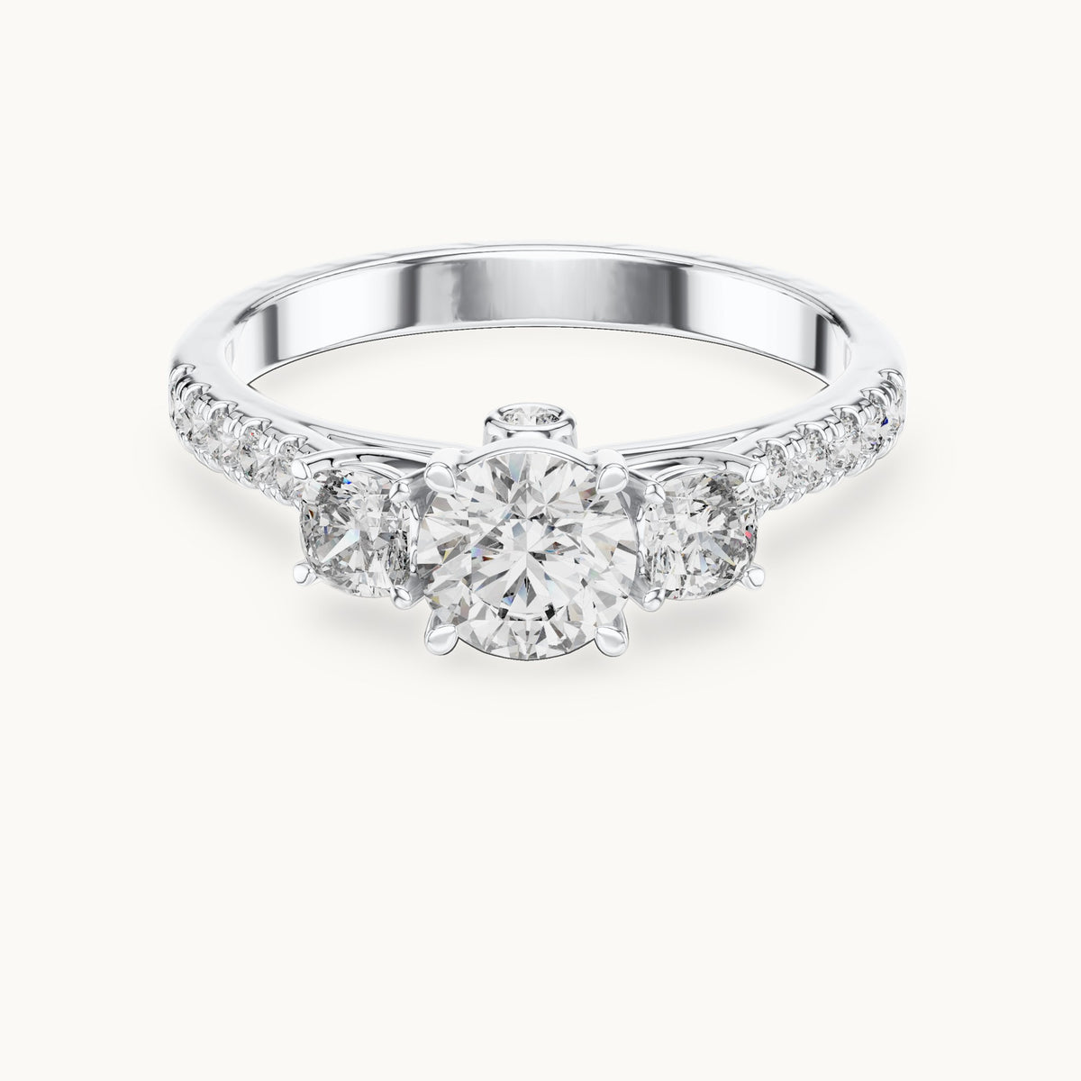 Round cut lab-grown diamond solitaire ring in 14K white gold, 0.99 CT TW, view 3