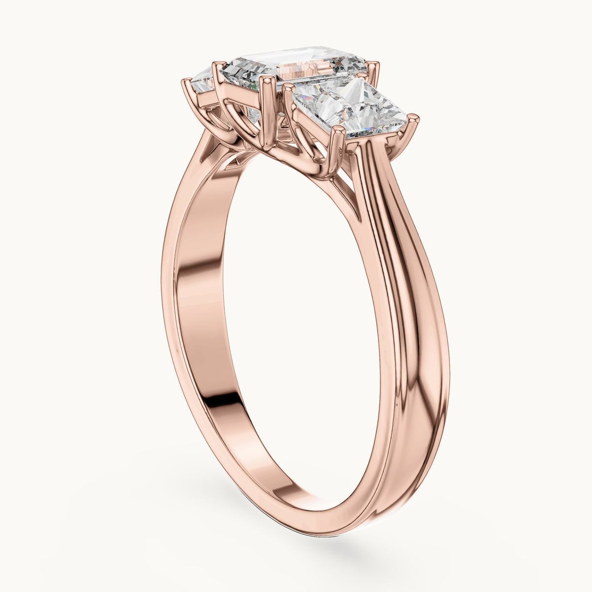 Emerald cut lab-grown diamond cluster ring in 14K rose gold, 1.16 CT TW, view 1