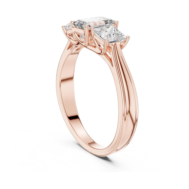 Emerald Cut Lab Grown Diamond Cluster Ring, 1.16ct Total, Solid Gold