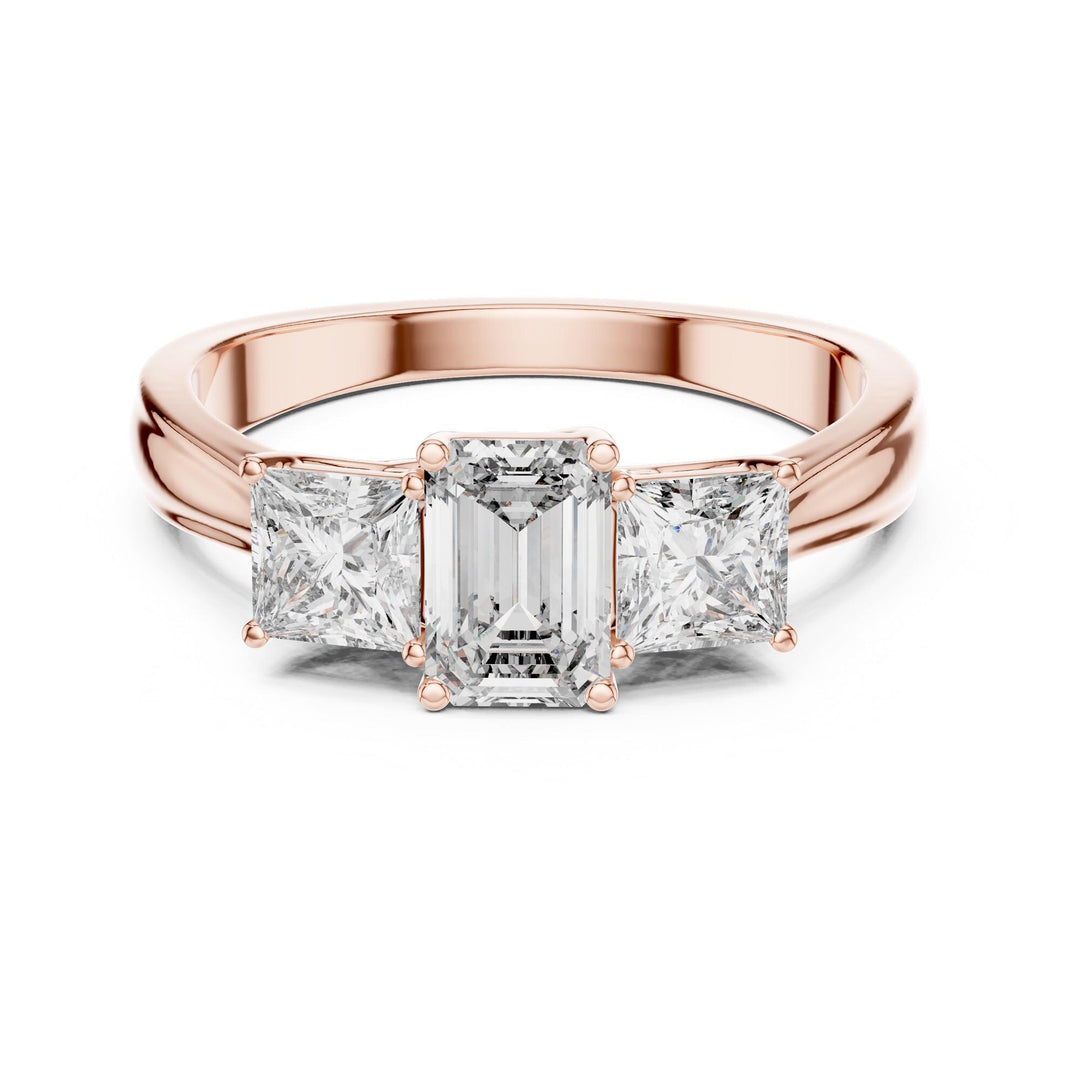 Emerald Cut Lab Grown Diamond Cluster Ring, 1.16ct Total, Solid Gold