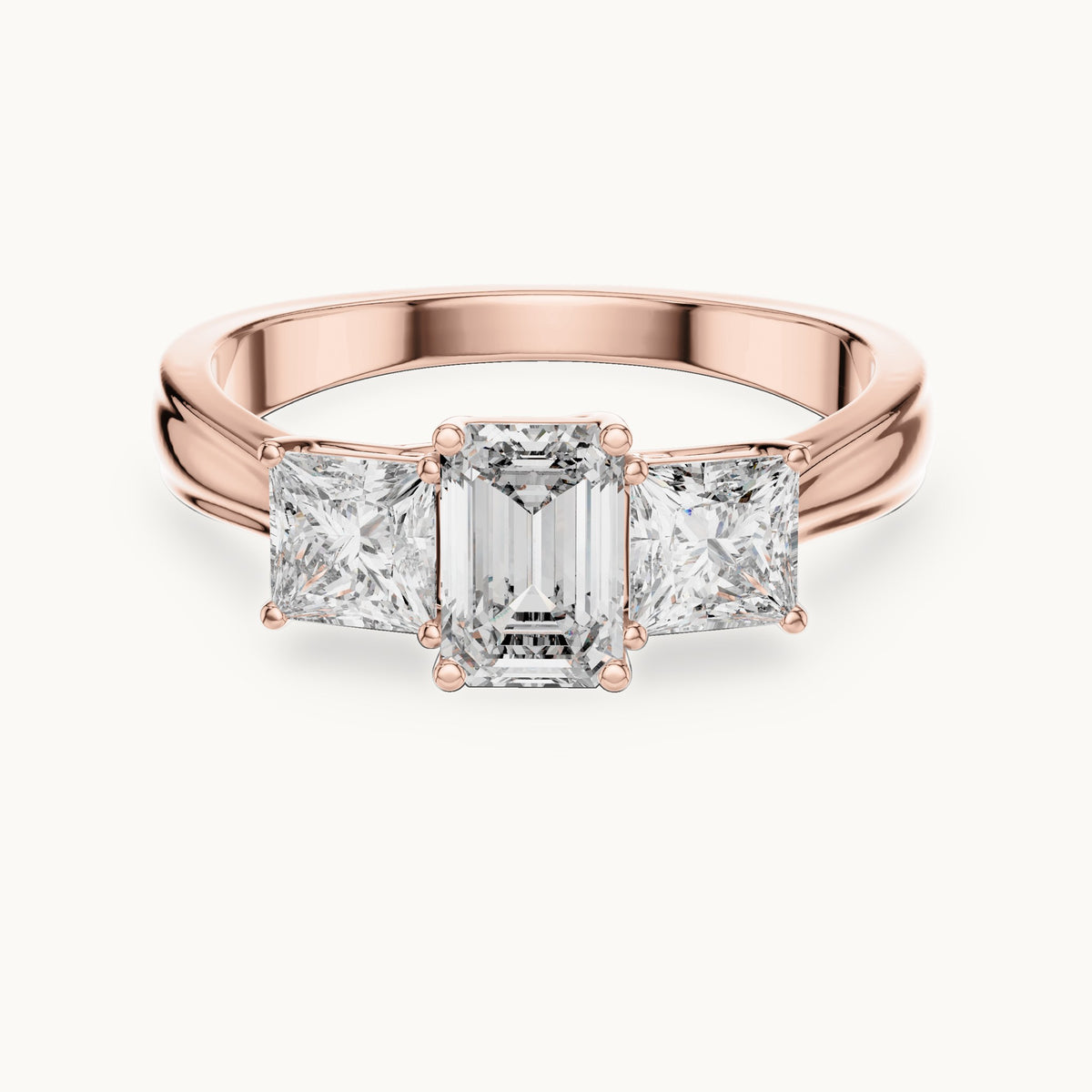 Emerald cut lab-grown diamond cluster ring in 14K rose gold, 1.16 CT TW, view 3