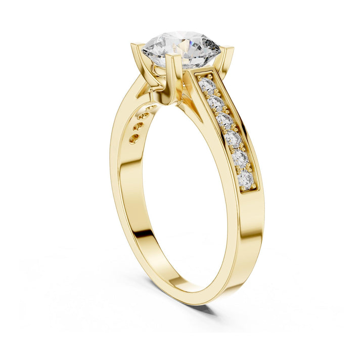 Round Cut Lab Grown Diamond Solitaire Ring, 1.18ct Total, Solid Gold