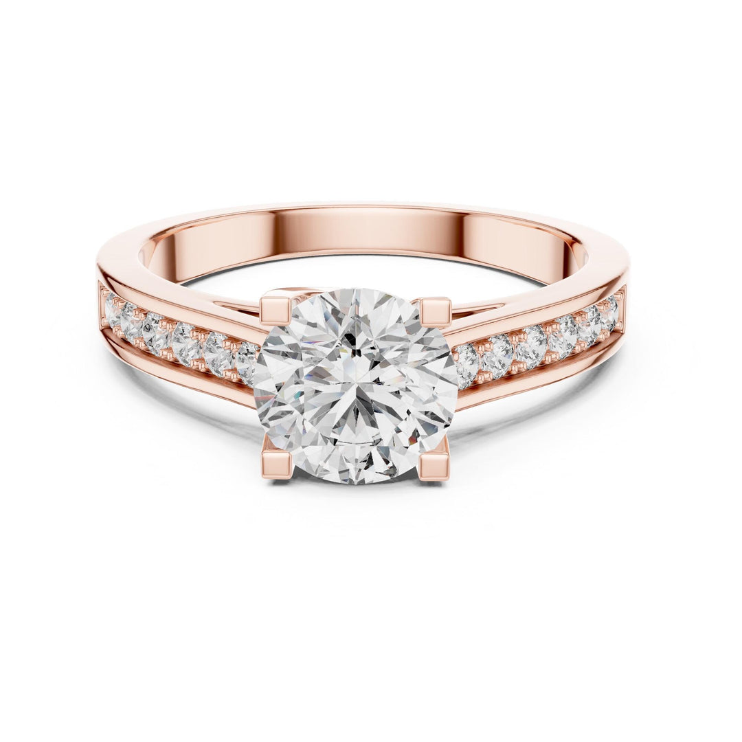 Round Cut Lab Grown Diamond Solitaire Ring, 1.18ct Total, Solid Gold