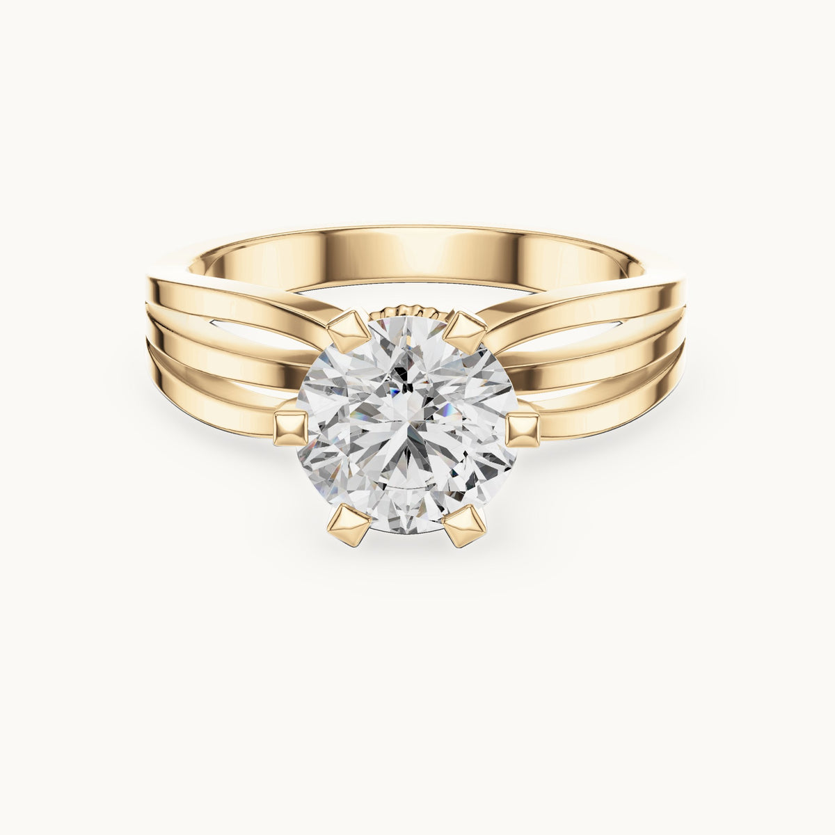 Round cut lab-grown diamond solitaire ring in 14K yellow gold, 1.00 CT TW, view 1
