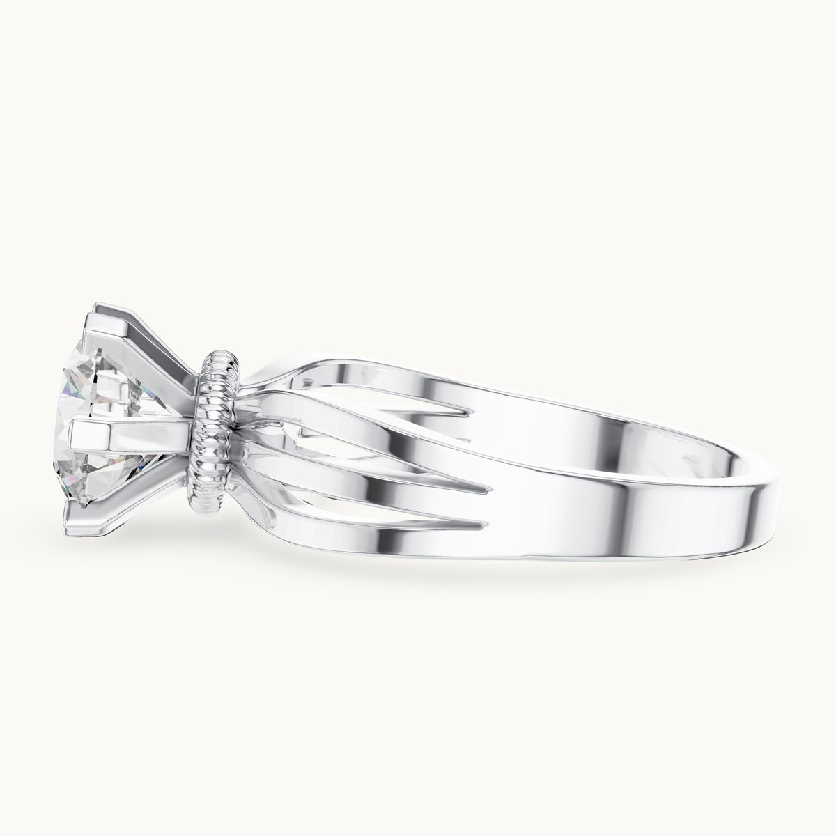 Round cut lab-grown diamond solitaire ring in 14K white gold, 1.00 CT TW, view 2