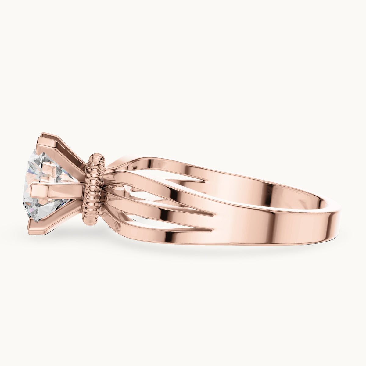 Round cut lab-grown diamond solitaire ring in 14K rose gold, 1.00 CT TW, view 2