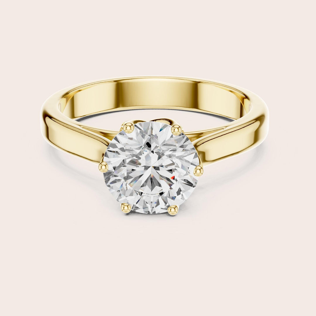 Round Cut Lab Grown Diamond Solitaire Ring, 1.00ct Total, Solid Gold